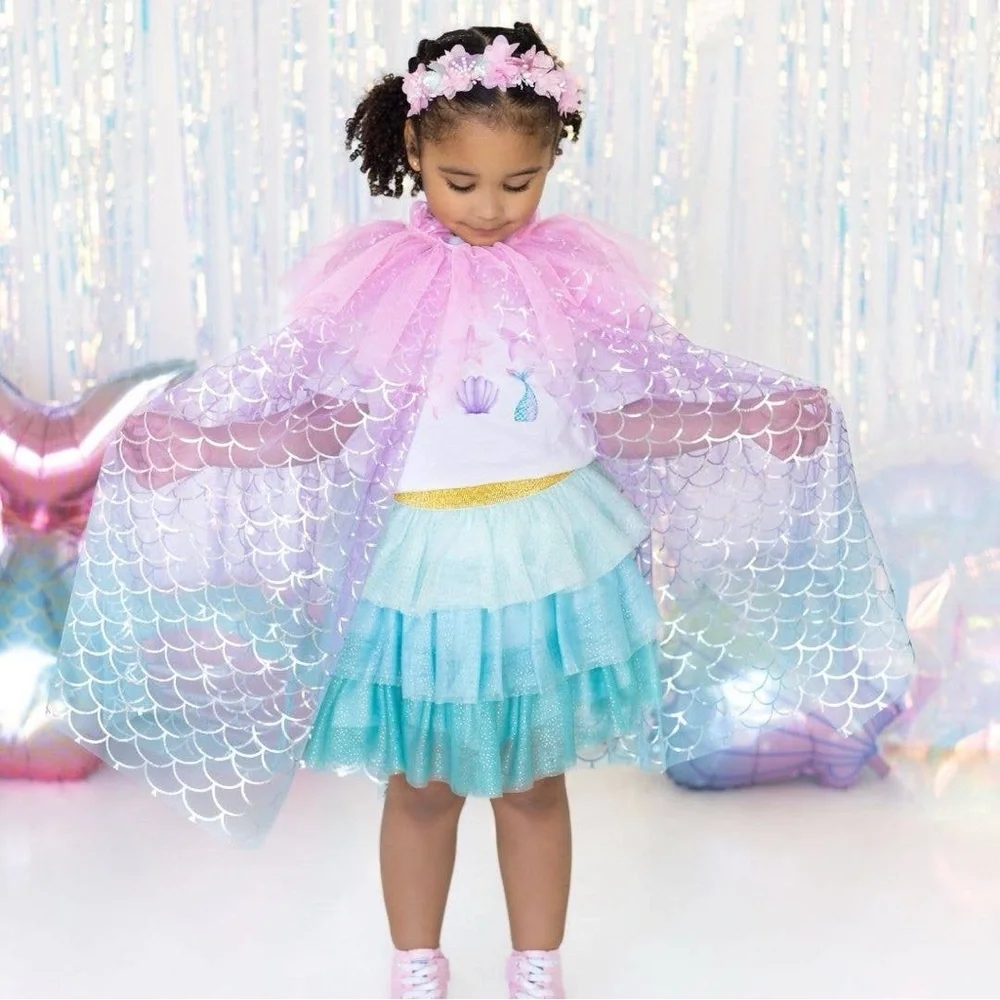 Sweet Wink Mermaid Dress Up Kit Halloween Costume Cape Headband Wand